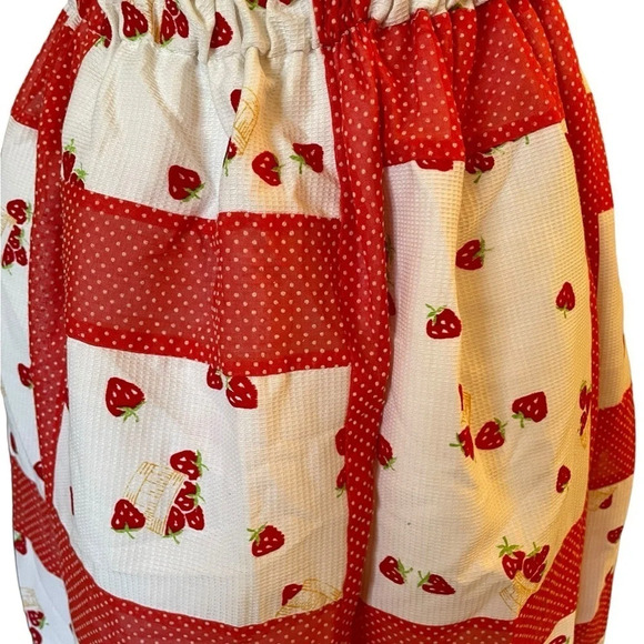 Mr.Hank Vintage 70s Cottagecore strawberry Patchwork Skirt Medium Red/white - Picture 2 of 7